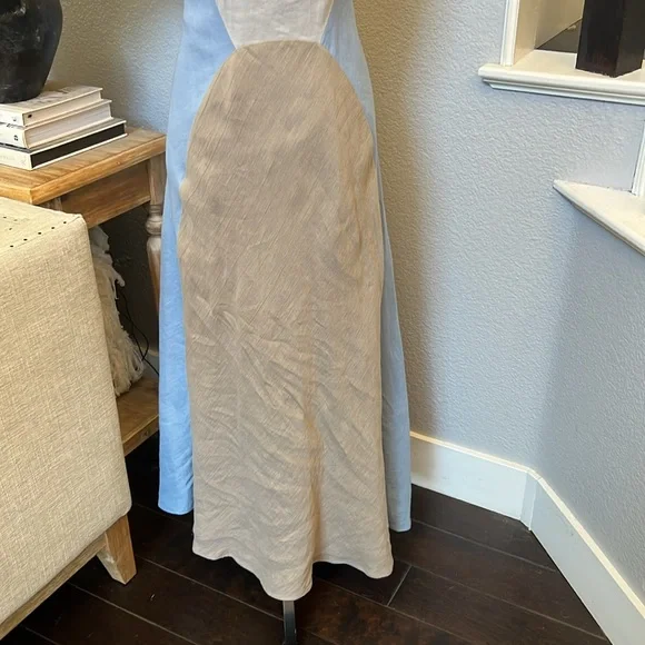 Lafayette 148 Color Block 100% Linen Maxi Sheath Dress Size 2 - Picture 4 of 9